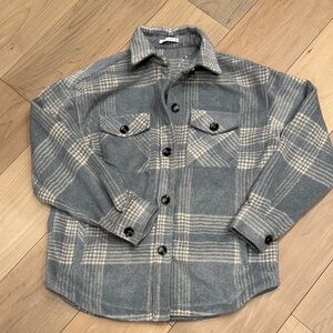 Staccato Blue and Cream Plaid Shacket